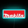Industrial work lights and construction electrician tools colorful signage display