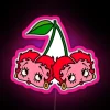 Vibrant RGB Neon Sign Featuring Betty Boop Cherries Cartoon Artwork Design