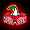 Retro-inspired neon sign featuring cartoon Betty Boop with cherry obsession