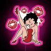 Vintage cartoon style Betty Boop illuminated with colorful neon lights