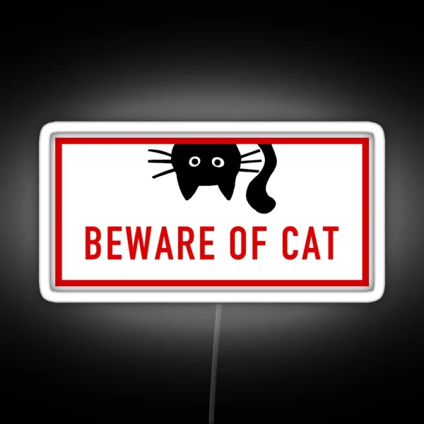 BEWARE OF CAT Funny Black Cat RGB Neon Sign