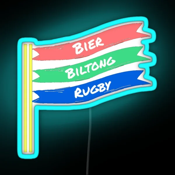 Bier Biltong Rugby RGB Neon Sign