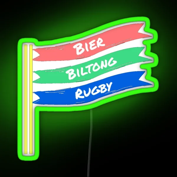 Bier Biltong Rugby RGB Neon Sign