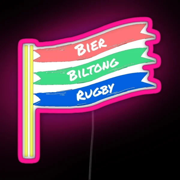 Bier Biltong Rugby RGB Neon Sign