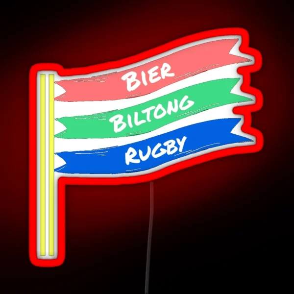 Bier Biltong Rugby RGB Neon Sign