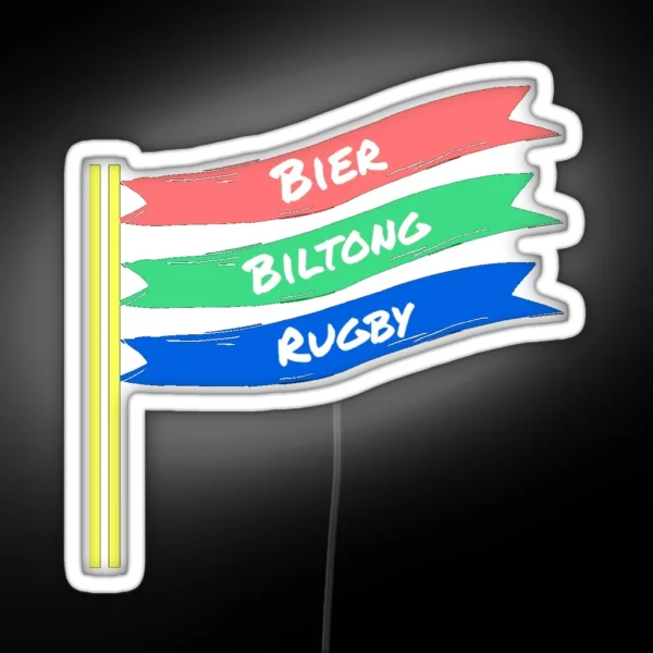Bier Biltong Rugby RGB Neon Sign