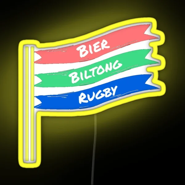 Bier Biltong Rugby RGB Neon Sign