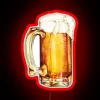 Neon beer pattern bar decoration with vibrant RGB colors lighting.