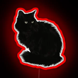 Big Fluffy Black Cat RGB Neon Sign