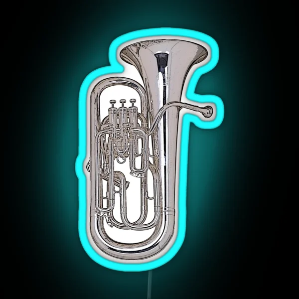 Big Silver Euphonium RGB Neon Sign