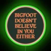 Humorously express your skepticism with this Bigfoot-themed neon sign.