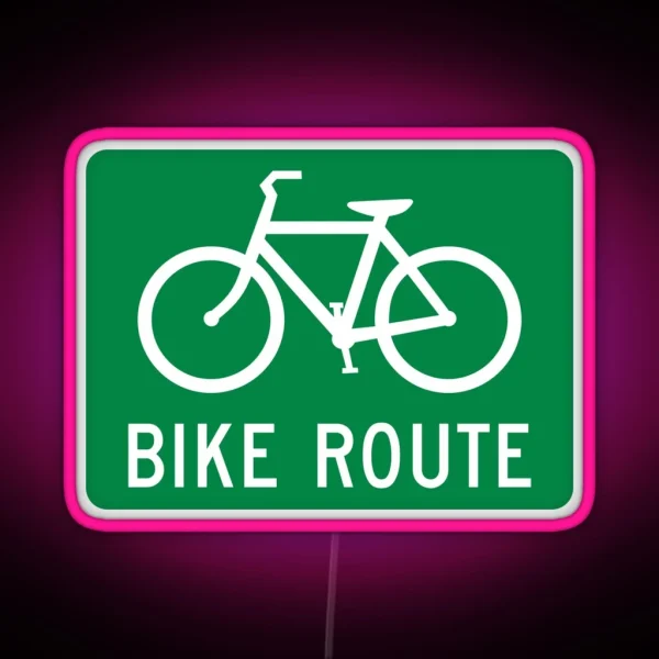 Bike Route Sign RGB Neon Sign