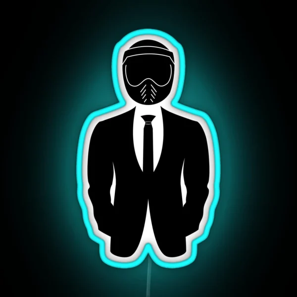 Biker Dapper Gentleman In Suit Motorcycle Helmet RGB Neon Sign