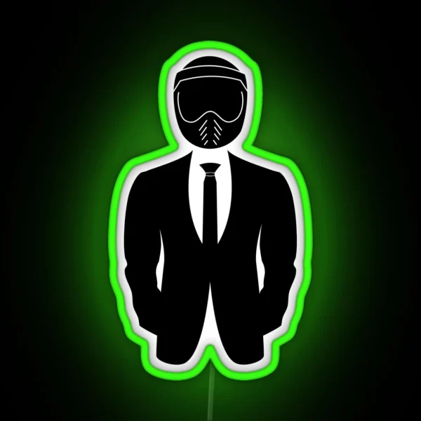 Biker Dapper Gentleman In Suit Motorcycle Helmet RGB Neon Sign