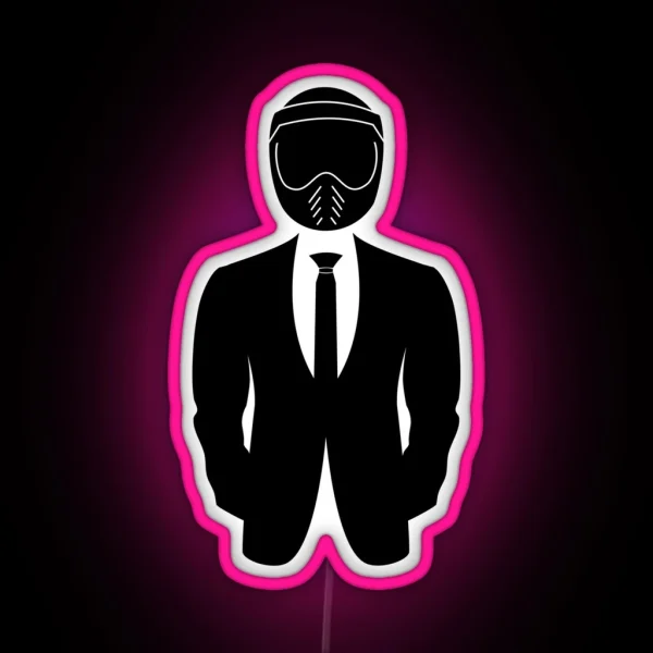 Biker Dapper Gentleman In Suit Motorcycle Helmet RGB Neon Sign