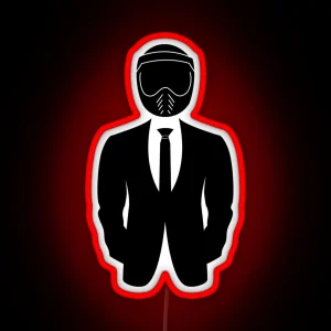 Biker Dapper Gentleman In Suit Motorcycle Helmet RGB Neon Sign