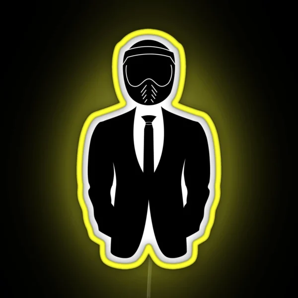 Biker Dapper Gentleman In Suit Motorcycle Helmet RGB Neon Sign