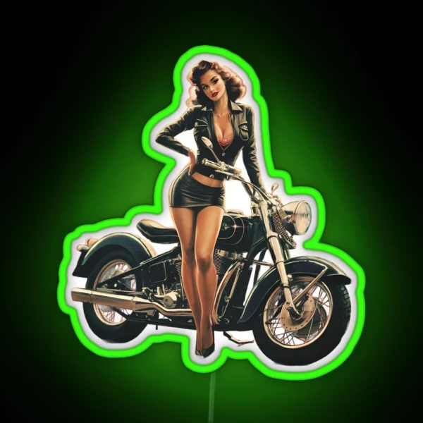 Biker Girl RGB Neon Sign