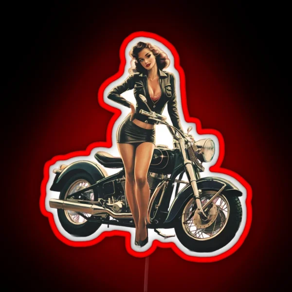 Biker Girl RGB Neon Sign