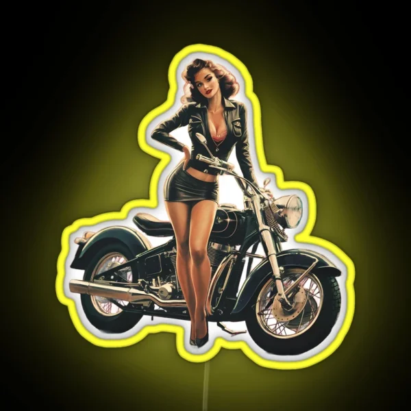 Biker Girl RGB Neon Sign