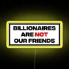 Eloquent criticism of wealth and power with vibrant neon lighting