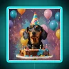 Happy birthday to my beloved dachshund, lovingly lit in color.
