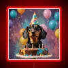 Happy Birthday to my adorable little dachshund in colorful neon lights.