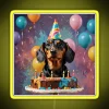 Personalized LED Neon Birthday Sign with Dachshund Pet Portrait Design