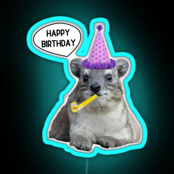 Birthday Rock Hyrax Bday Party RGB Neon Sign