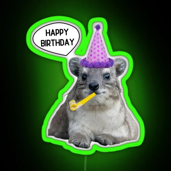 Birthday Rock Hyrax Bday Party RGB Neon Sign