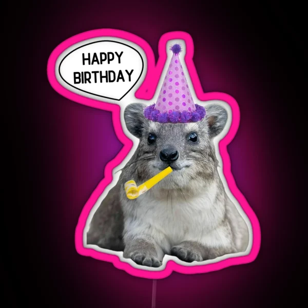 Birthday Rock Hyrax Bday Party RGB Neon Sign