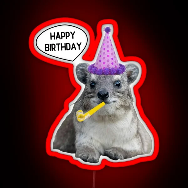 Birthday Rock Hyrax Bday Party RGB Neon Sign