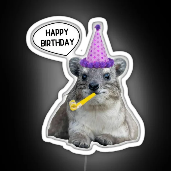 Birthday Rock Hyrax Bday Party RGB Neon Sign