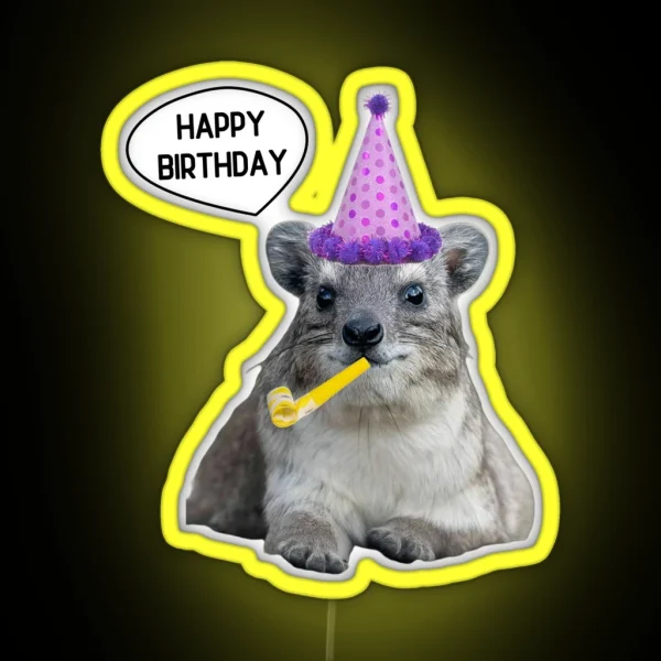Birthday Rock Hyrax Bday Party RGB Neon Sign