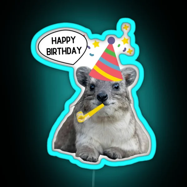 Birthday Rock Hyrax RGB Neon Sign