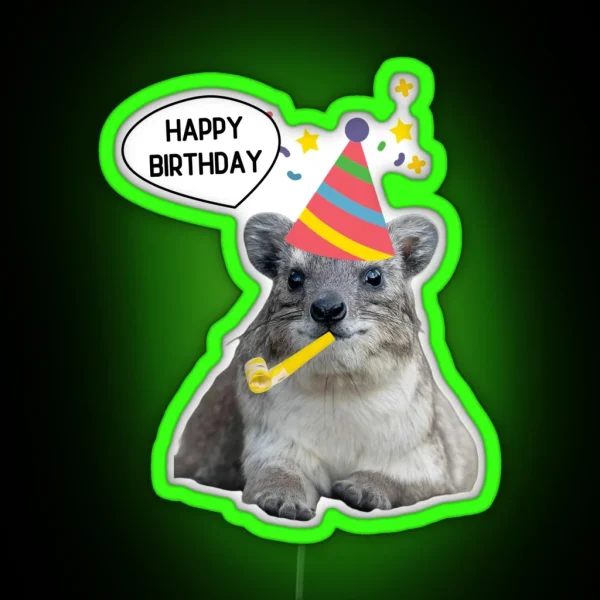 Birthday Rock Hyrax RGB Neon Sign