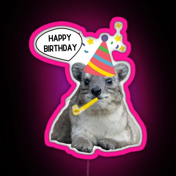 Birthday Rock Hyrax RGB Neon Sign