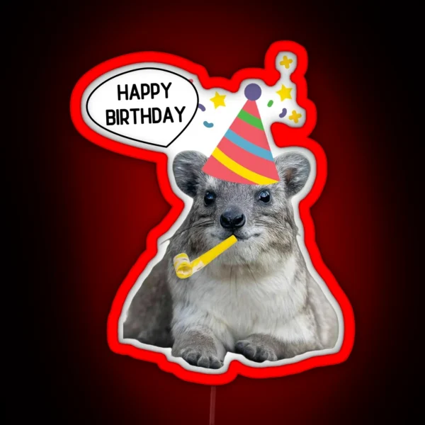 Birthday Rock Hyrax RGB Neon Sign