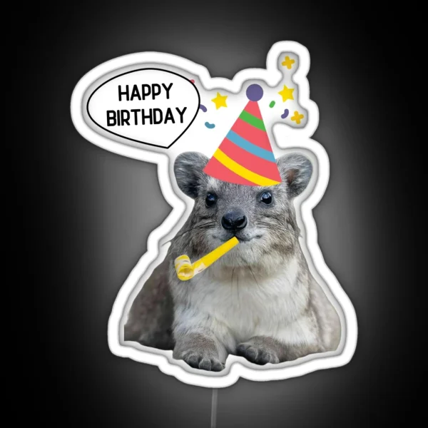 Birthday Rock Hyrax RGB Neon Sign