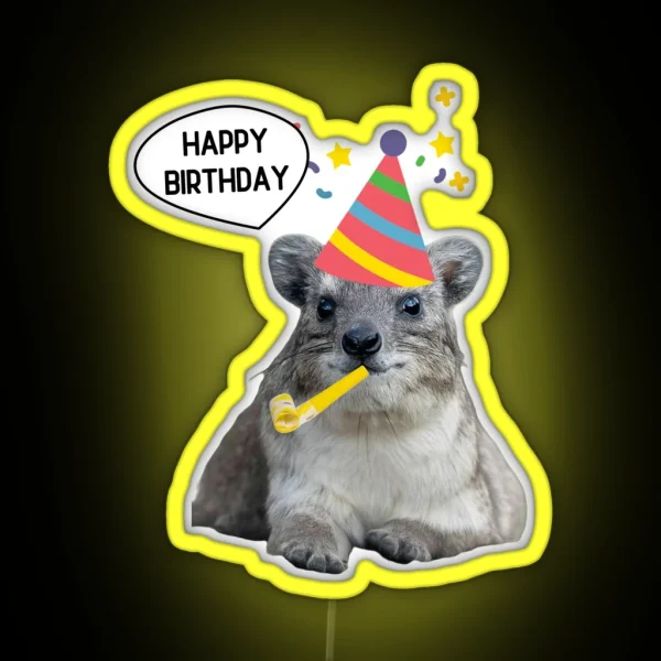 Birthday Rock Hyrax RGB Neon Sign