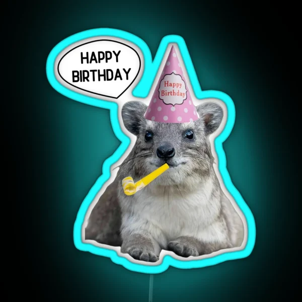 Birthday Rock Hyrax RGB Neon Sign