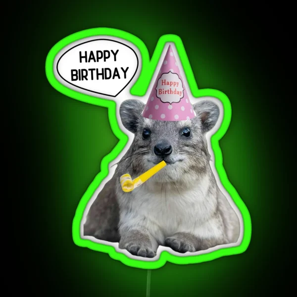 Birthday Rock Hyrax RGB Neon Sign