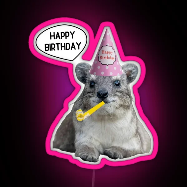 Birthday Rock Hyrax RGB Neon Sign