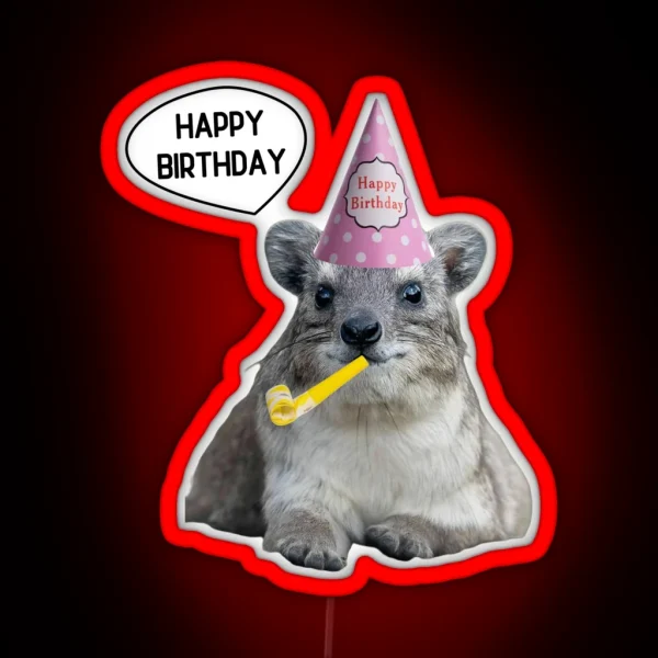 Birthday Rock Hyrax RGB Neon Sign