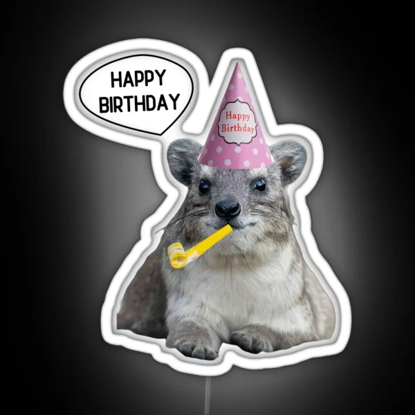 Birthday Rock Hyrax RGB Neon Sign