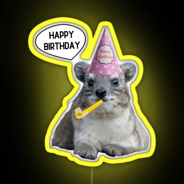 Birthday Rock Hyrax RGB Neon Sign