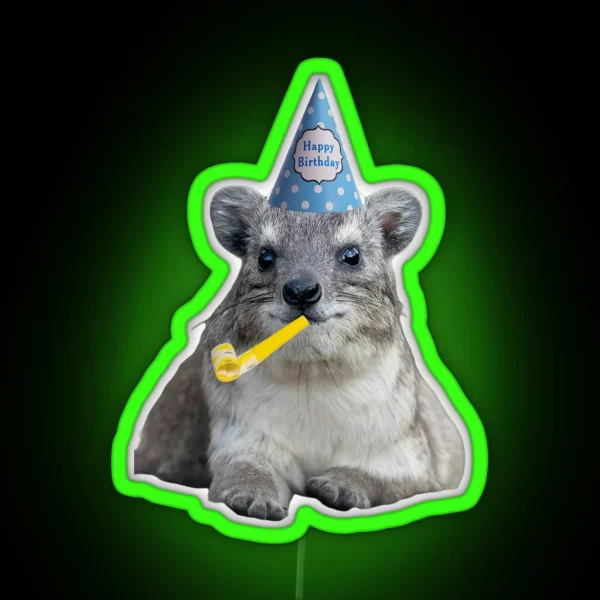 Birthday Rock Hyrax RGB Neon Sign