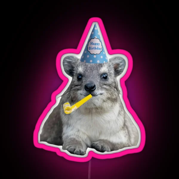 Birthday Rock Hyrax RGB Neon Sign
