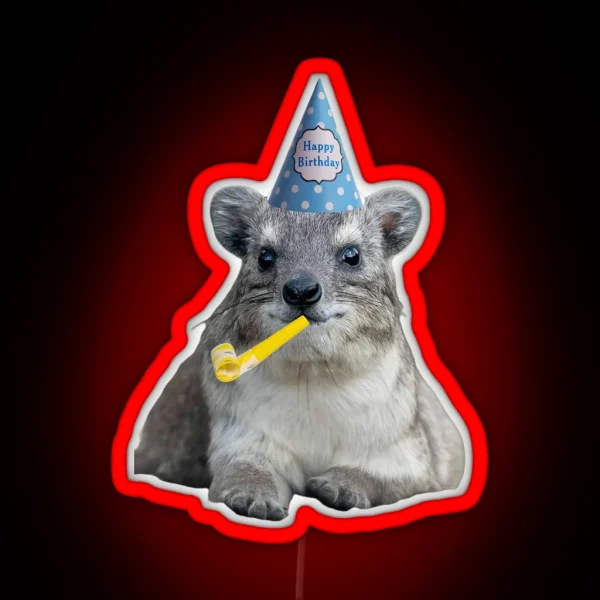Birthday Rock Hyrax RGB Neon Sign