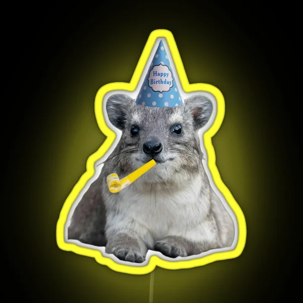 Birthday Rock Hyrax RGB Neon Sign